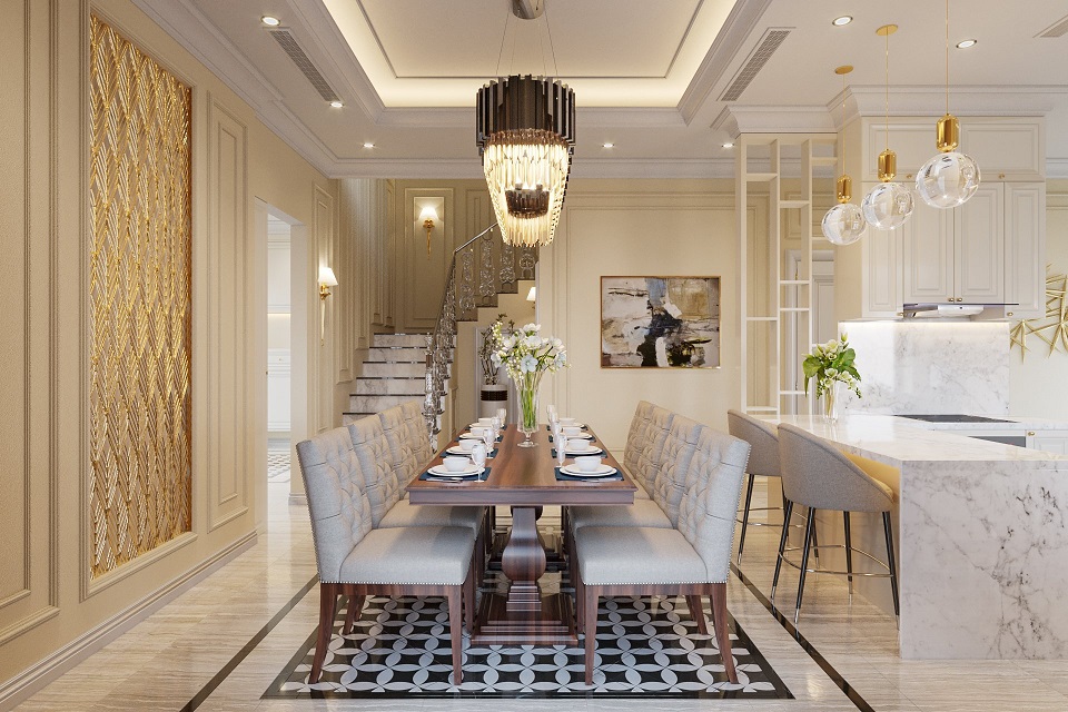 Nội thất phòng BẾP ĂN tân cổ điển tại Thành phố Hạ Long Quảng Ninh