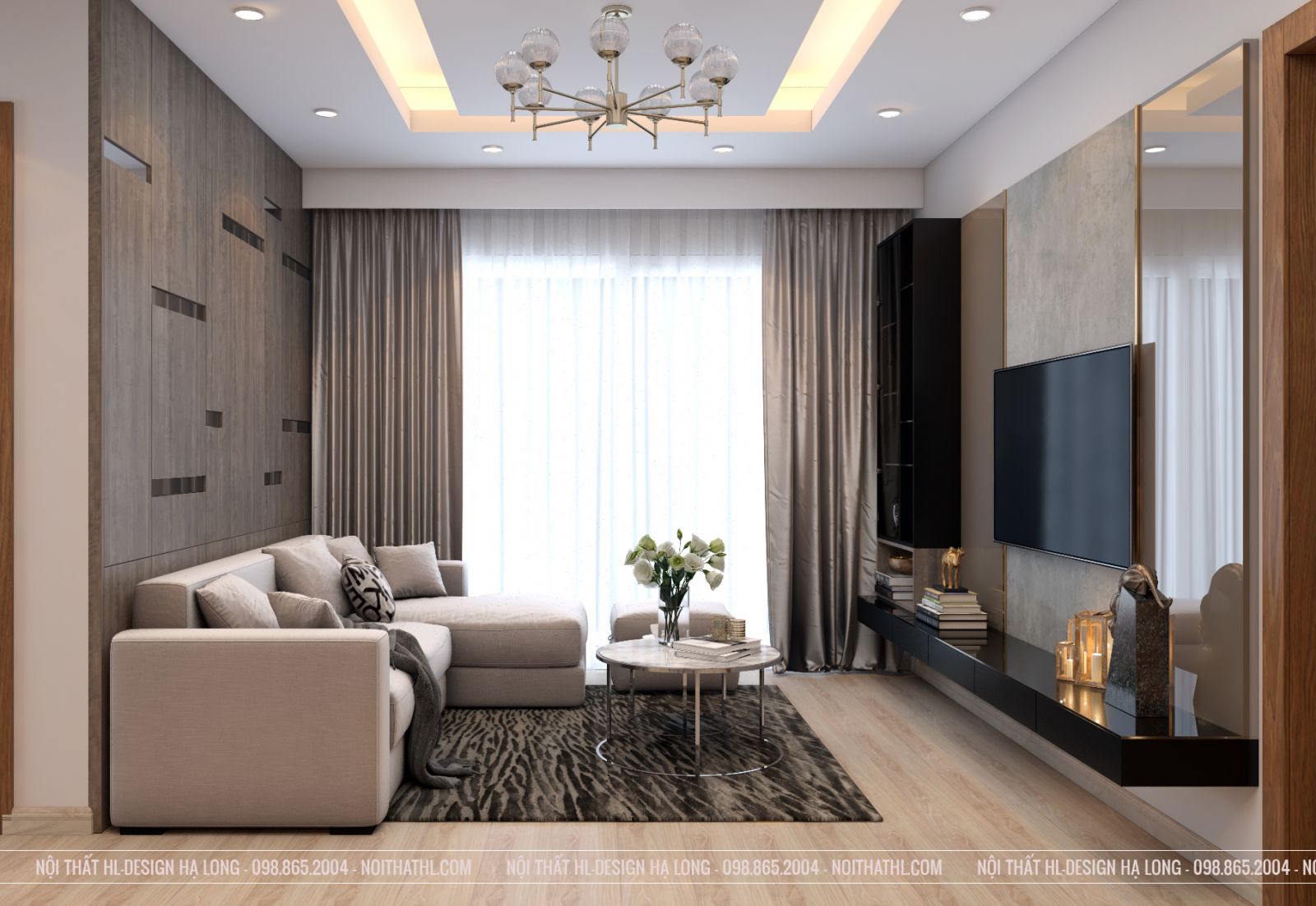 thiết kế nội thất phòng khách căn hộ chung cư