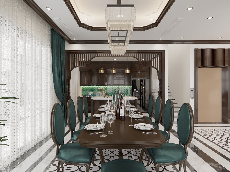 Thiết kế phòng bếp theo phong cách nội thất Indochine tại Hạ Long Quảng Ninh