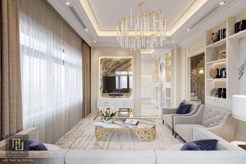 Nội thất phòng khách tân cổ điển tại Thành phố Hạ Long Quảng Ninh