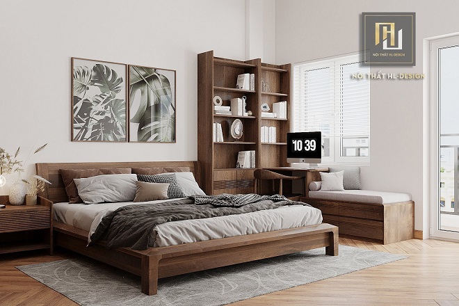 nội thất phòng ngủ hiện đại bằng gỗ sồi nhà anh tuấn cẩm phả