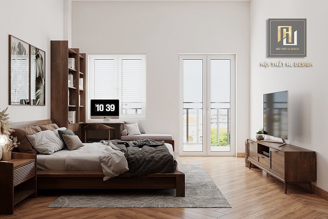 nội thất phòng ngủ hiện đại bằng gỗ sồi nhà anh tuấn cẩm phả
