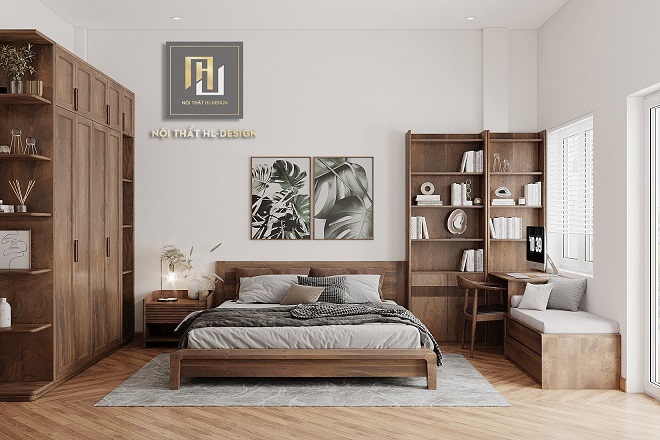 nội thất phòng ngủ hiện đại bằng gỗ sồi nhà anh tuấn cẩm phả