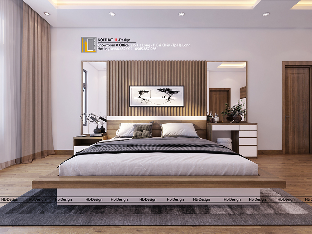 thiết kế nội thất phòng ngủ hiện đại cho biệt thự hạ long