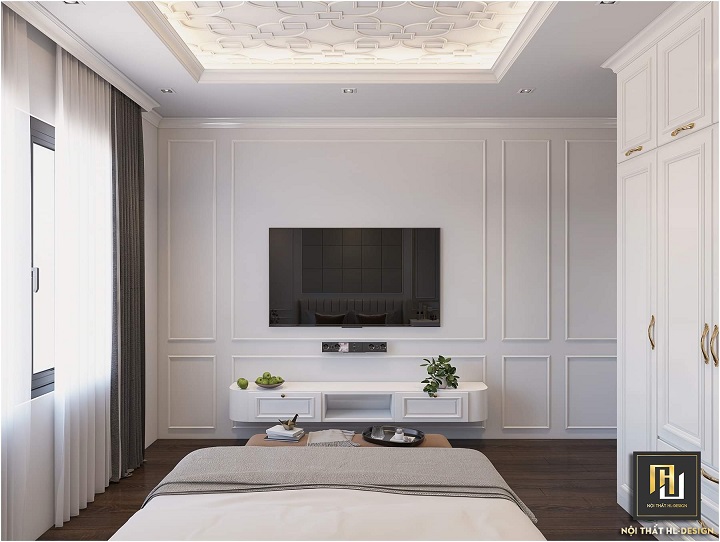 thiết kế nội thất phòng ngủ tân cổ điển tại Cẩm Phả Quảng Ninh
