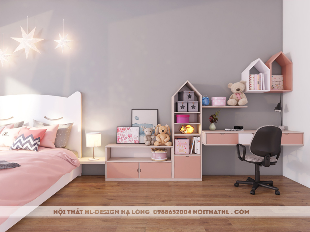 thiết kế nội thất phòng ngủ bé gái