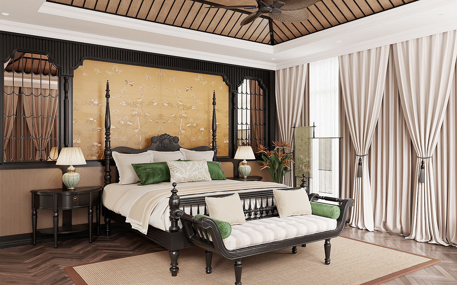 Thiết kế nội thất phòng ngủ indochine tại Quảng Ninh