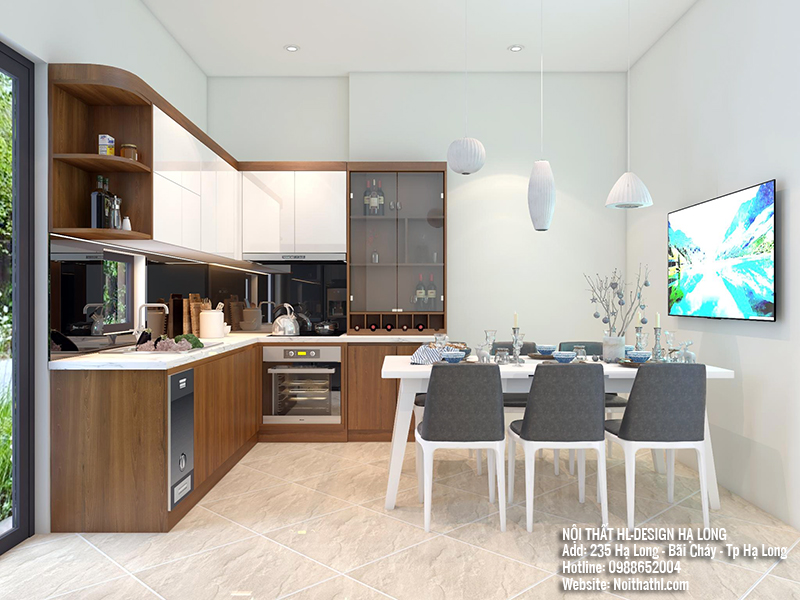 thiết kế tủ bếp chữ L tại Hạ Long
