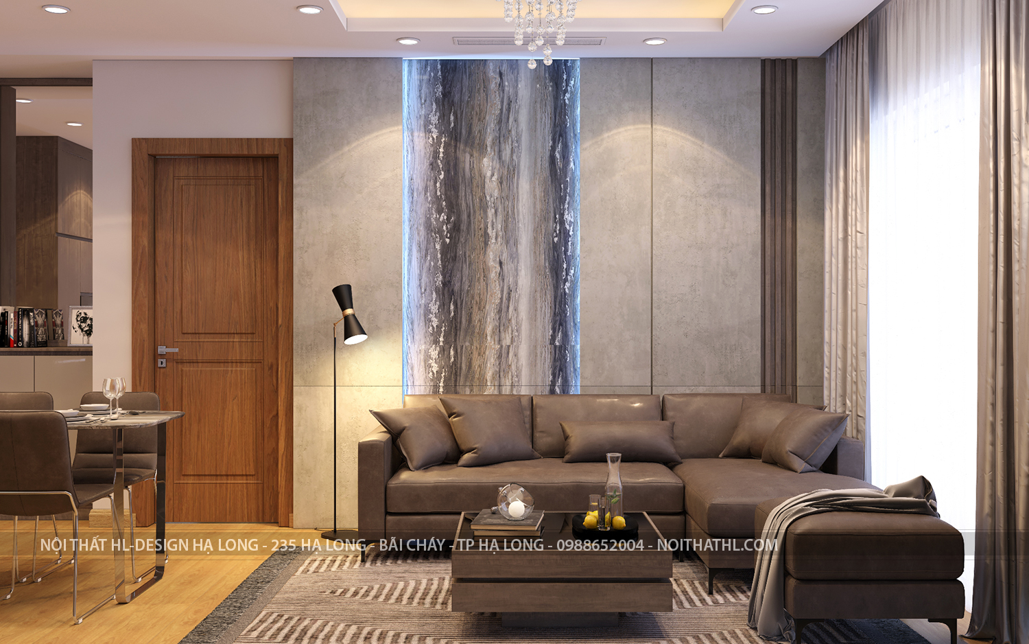 nội thất phòng khách căn hộ 2 phòng ngủ chung cư Sapphire Bến Đoan Hạ Long