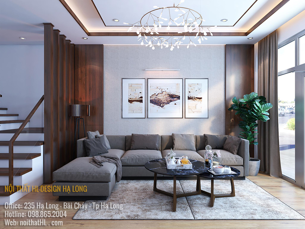 thiết kế nội thất phòng khách tại Hạ Long Cẩm phả uông bí