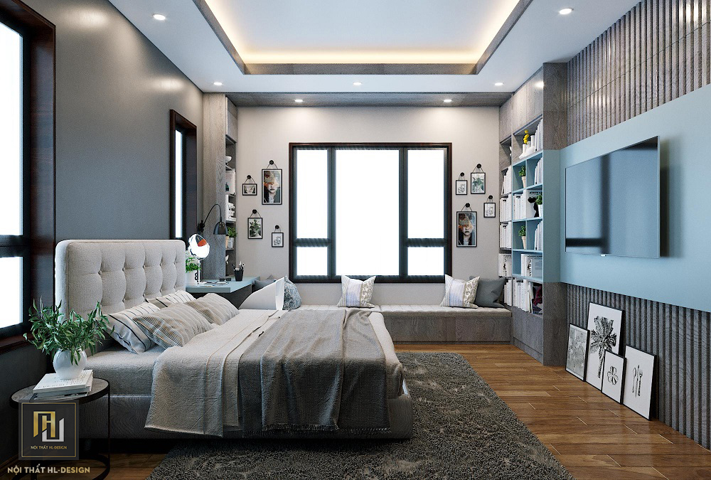 Thiết kế nội thất phòng ngủ hiện đại đẹp và cá tính nhà chị Hoàng Anh Uông Bí Quảng Ninh