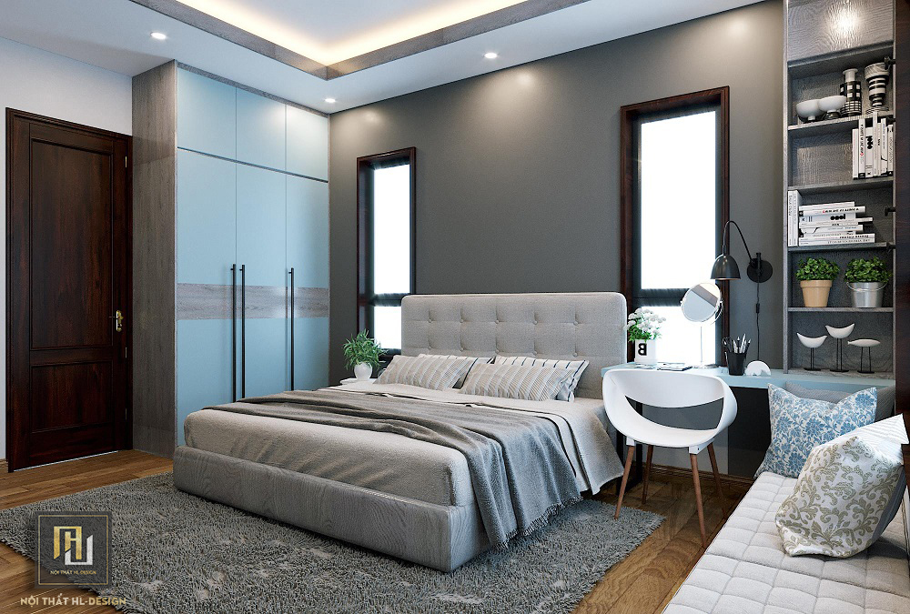 Thiết kế nội thất phòng ngủ hiện đại đẹp và cá tính nhà chị Hoàng Anh Uông Bí Quảng Ninh