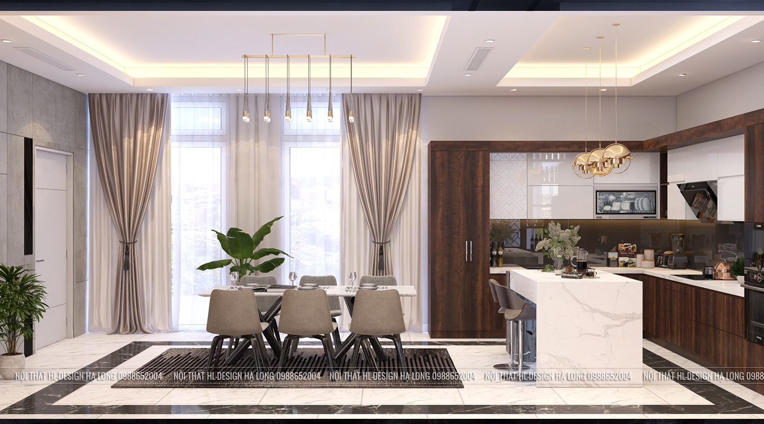 phòng bếp hiện đại cho biệt thự tại Hạ Long