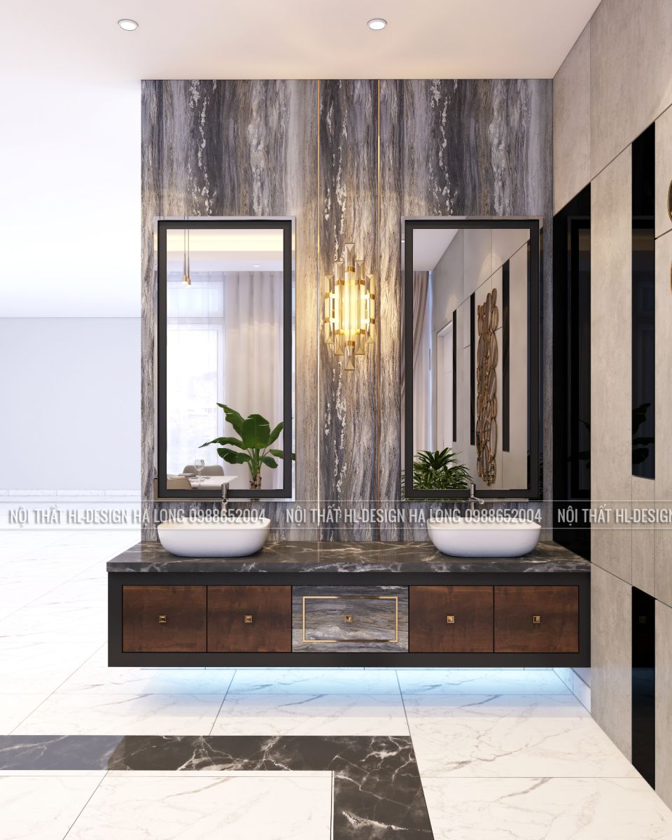 thiết kế tủ Lavabo trong phòng ăn