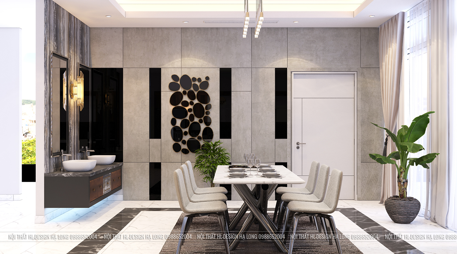 Vách ốp trang trí cho phòng bếp hiện đại tại Hạ Long