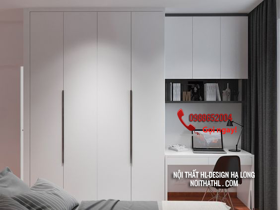 tủ áo đẹp kết hợp bàn làm việc hạ long