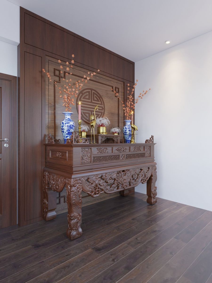 thiết kế nội thất phòng thờ hạ long