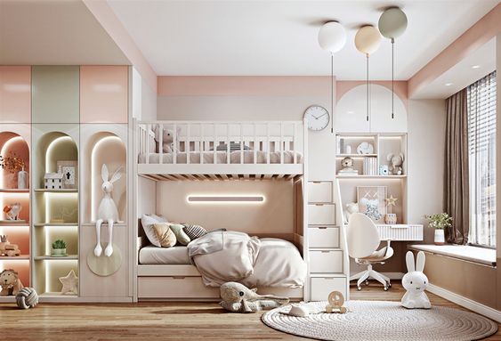 Mẫu thiết kế nội thất phòng ngủ cho bé GÁI tại Quảng Ninh