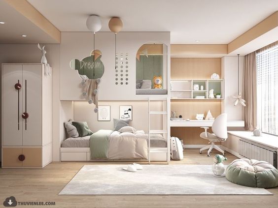 Mẫu thiết kế nội thất phòng ngủ cho bé GÁI tại Quảng Ninh
