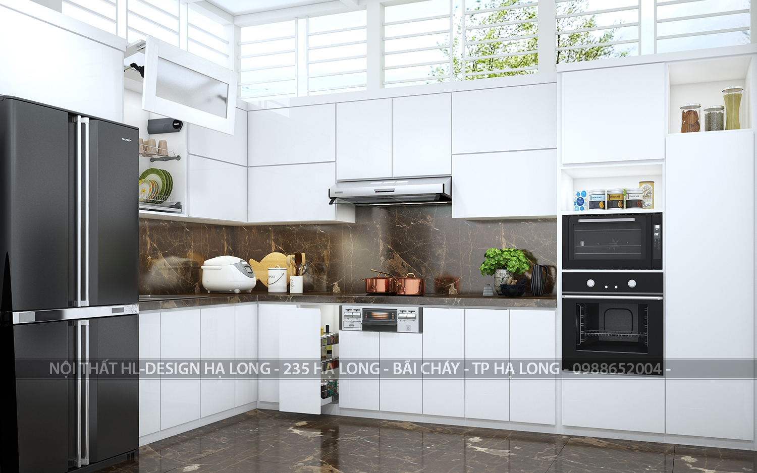 tủ bếp nhựa vinhome dragonbay hiện đại