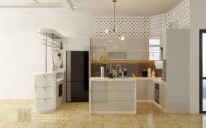 Thiết kế tủ bếp Acrylic bóng gương chú Vương - Giếng đáy - Hạ Long