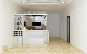 Thiết kế tủ bếp Acrylic bóng gương chú Vương - Giếng đáy - Hạ Long