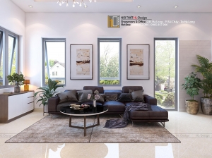 Thiết kế phòng khách liền kề bếp nhà chị Định, Hà Khẩu - Tp Hạ Long