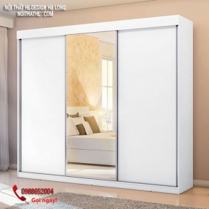 Tủ quần áo cánh lùa màu trắng hiện đại tại Hạ Long - Nội thất HL-Design Hạ Long