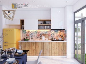 Mẫu tủ bếp chung cư siêu đáng yêu cho các bạn thích phong cách trẻ trung tại Hạ Long - Nội thất HL-Design Hạ Long