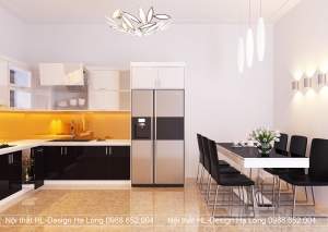 Tủ bếp nhựa Picomat cánh phủ Acrylic An Cường