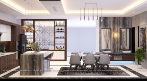 Nội thất phòng bếp sang trọng và tiện nghi, hiện đại cho biệt thự Hạ Long - Thiết kế nội thất phòng bếp biệt thự Quảng Ninh