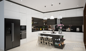 Mẫu tủ bếp hiện đại thiết kế và thi công bởi Nội thất HL-Design Hạ Long