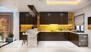 Mẫu tủ bếp hiện đại độc đáo nhà Anh Chung - Tp Hạ Long - Quảng Ninh