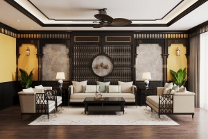 Nội thất Indochine sang trọng độc đáo cho gia đình Anh Hưng Thành Phố Hạ Long