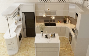 Thiết kế tủ bếp Acrylic bóng gương chú Vương - Giếng đáy - Hạ Long