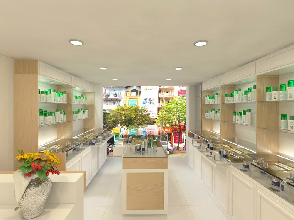 Thiết kế nội thất shop mỹ phẩm hiện đại và sang trọng